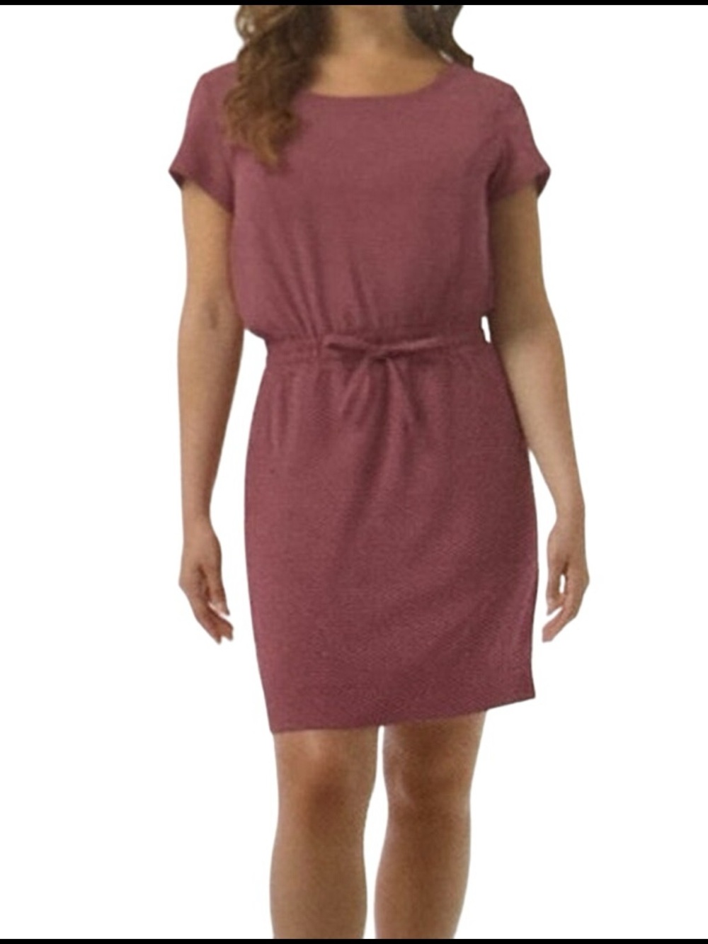 32 Degrees Short Sleeve Tie-Waist Mini Dress in Deco Rose